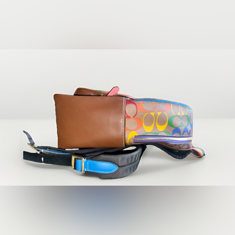 RARE LIKE NEW! Coach Backpack In Rainbow Canvas Multi PRIDE Bag Purses Designer🌈 - Picture 11 of 16